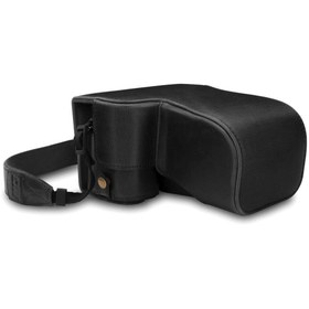 Resim OttoAngelino Siyah Sony Alpha A6400 (18-135MM) Suni Deri Kamera Kılıfı Mg1660 