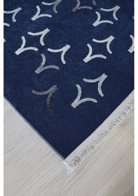 Resim Arte Nakışlı Mavi Kilim Dekoratif Salon Halısıyıkanabili Mavi 