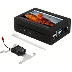 Resim Elmpaly Raspberry Pi 4 3b 2b İçin 3.5 İnç 480x320 Lcd Tft Dokunmatik Ekran Metal Fanlı 