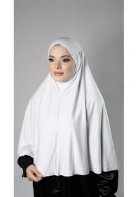 Resim Hürrem Bone Beyaz Pratik Hazır Geçmeli Tesettür Eşarp Viskon Arkası Lastikli Peçeli 2112 42 