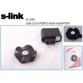 Resim S-Link Sl-565 4 Port Usb 2.0 Adaptörlü Usb Hub 