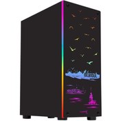Resim Turbox İstanbul 1x Fan Siyah USB 3.0 (Powersız) ATX Ön Panel RGB Led Ofis Kasası 