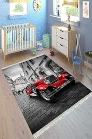 Resim Cotton Şönil Kaymaz Tabanlı Yıkanabilir Antibakteriyel Dijital Baskı Çocuk Halısı, 80 x 150 CK-10069A-CTN 