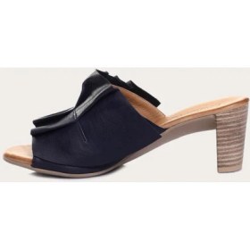Resim Bueno Shoes Lacivert Deri Kadın Topuklu Terlik 