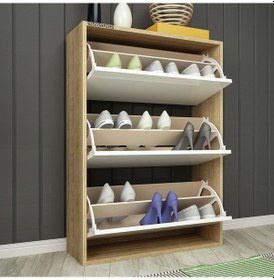 Resim Belen Ayakkabılık Meşe Beyaz - Meşe 