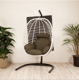 Resim KalyonHome Capri Rattan Tek Kişilik Bahçe Salıncağı Bahçe Mobilyası Balkon Salıncağı 