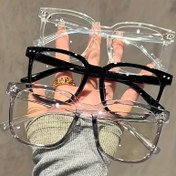 Resim Unisex Moda Gözlükleri, Kare Çerçeve, Giyim, Bilgisayar Oyunları ve TV İzleme İçin Uygun, Trendy Kampüs Stili, Şeffaf Siyah Çerçeve, Yüz Süsleme Tasarımı 