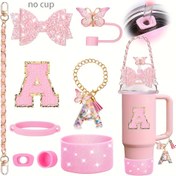 Resim 30oz 40oz bardak için 9 parça Bling Bardak Aksesuar Seti, Saplı, Kayış, Pipet Yay Dekoru, Pipet Üstü, Bot, Dökülme Önleyici Tıpa, Sap Süsleri, Sticker Dahil - Sevgililer Günü, Anneler Günü Hediyeleri, Dış Mekan Aktiviteleri İçin Mükemmel 