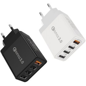 Resim Avrupa Fişi 4'ü 1 Arada Şarj Cihazı, 33W 4 Portlu USB Güç Kaynağı, Çoklu Hızlı Şarj C-Type Şarj Cihazları, Çoklu Fiş Hızlı Şarj Cihazı, Seyahat veya Ofis Güç Kaynağı, 100V-240V, Avrupa Standart Fiş ile, for iPhone 16 15 14 13 12 11 Pro Max Plus, for Samsung, for Galaxy, for iPad için uygun 