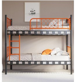 Resim Missidea Metis Genç Çocuk Yatak Odası Metal Ranza Ve Karyola Turuncu 90x200 190 x 200 CM 