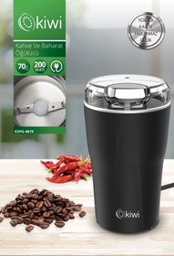 Resim Kiwi 4819 200W 70gr Geniş Kapasite XL Paslanmaz Çelik Kahve ve Baharat Öğütücü Siyah 
