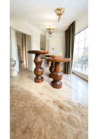 Resim 3 Lü Ahşap Mantar Sehpa Takımı Açık Ceviz Renk Yan Sehpa Açık Ceviz 