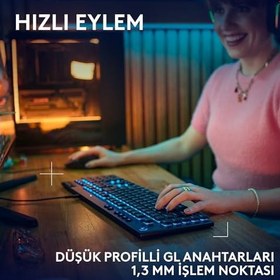 Resim Logitech G G915 X Tactile Kablolu Düşük Profilli RGB Aydınlatmalı PC/Mac için Mekanik İngilizce Q Oyun Klavyesi, Siyah 