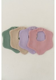 Resim 4'lü Organik Pamuk 8 Katlı Multi Müslin Çiçek Kız Bebek Salya Ve Mama Önlük,yakalık Model 2 