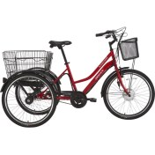 Resim E - Porter Lityum Elektrikli Bisiklet 44 cm V - Roller Fren 3 Vites 24 Jant Bayrak Kırmızısı Beyaz 