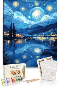 Resim Tabdiko Sayılarla Boyama Seti 40 x 50 cm Tuval Şasesine Gerili Yıldızlı Geceler 