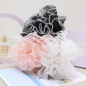 Resim Elegant Black & White Pleated Organza Floral Wrapping Paper ile İnci Detayları - Valentine's, Anneler Günü, Düğünler, Doğum Günleri için İdeal - Ruffled Texture Bouquet Paper ve Eşleşen Kurdele, Bouquet Aksesuarları Dahil 
