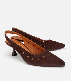 Resim Hotiç Kadın Süet Deri Kahverengi Delikli Arkası Açık Kısa Topuklu Stiletto 01ayh321450a480 01ayh321450a480 