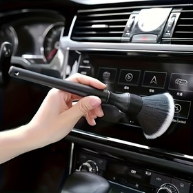 Resim 1 adet Yumuşak Kıllı Araba Detay Fırçası, İç Mekan Gösterge Paneli ve Hava Kanalları için Toz Temizleme Aracı, Pil Gerektirmez, Dayanıklı Plastik Malzeme, Otomatik Detay Aksesuarı|Ergonomik Tasarım|Yumuşak Kıllı Fırça 