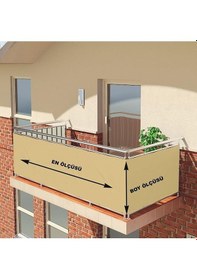 Resim Devrim Olivya Tekstil Branda Balkon Demiri Perdesi Korkuluk Perdesi + En X Boy +4 Tarafı Bağcıklı Beyaz - Yeşil 