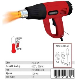 Resim İyisi Yok 7 Parça Sıcak Hava Üfleme Tabancası 2 Kademeli 2000W Isıtma Kurutma Kaynatma Eritme 