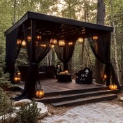 Resim 1 Ayarlanabilir Dış Mekan Gazebo Sivrisinek Ağı Perdesi, Çubuk Cebi ile Anti-Sivrisinek Uçuşma Ekranı, Teras, Kulübe, Bahçe ve Veranda Dekorasyonları için Uygun Nefes Alabilen File Kumaş, İç Mekan Sivrisinek Ağları, Düğün Sahnesi Süsleme Mesh 