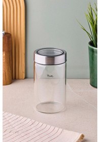 Resim Cassetto 650 Ml Paslanmaz Çelik Kapaklı Borosilikat Cam Kavanoz 8.5x15 Cm Seffaf Şeffaf 