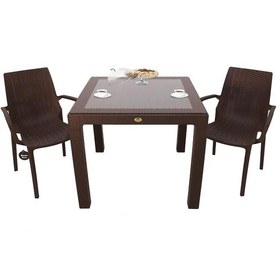 Resim Depootoptan Mandella Elit Rattan 90 x 90 CM 2 Kişilik Nirvana Koltuk Camlı Masa Ta Kahverengi 