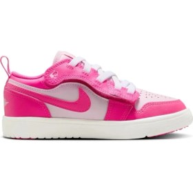 Resim Nike Jordan 1 Low Alt Leather Sneakers Hakiki Deri Bantlı Cırtlı Kız Çocuk Spor Ayakkabı Pembe 