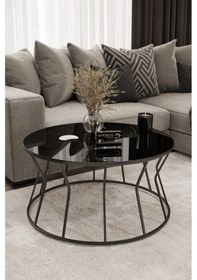 Resim Kum Saati Orta Sehpa Siyah Ayak Siyah Ayna Siyah - Siyah 