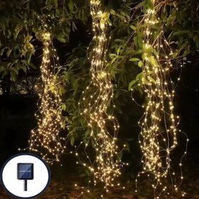 Resim Yurt, Veranda, Parti, İç Mekan, Düğün, Bahçe ve Tatil Süslemeleri için 8 Yanıp Sönen Modlu Güneş Enerjili LED Şelale Işıklı Ateşböceği Peri Işıkları 