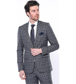 Resim Wessi Ekose Slim Fit Lacivert Erkek Ceket 001 