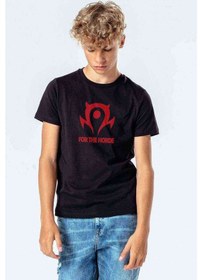 Resim Of Warcraft For The Horde World Baskılı Unisex Çocuk Siyah Tshir 