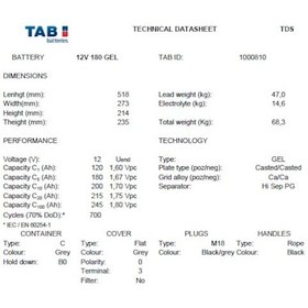 Resim Tab Motıon 105 A 12v Jel Akü 
