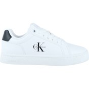 Resim Calvin Klein Kadın Deri Bağlamalı Düz Taban Yuvarlak Burun Ck Desenli Beyaz Sneaker YW0YW01902-01W 