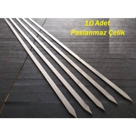 Resim 10 Adet Ömürlük Paslanmaz Çelik Krom Adana Kebap Şişi Kıyma 