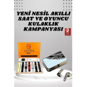 Resim İlkyaz Fashion Aynalı Bluetooth Kulaklık ve 7 Kordonlu Akıllı Saat Dijital Göstergeli Uzun Pil Ömrü 