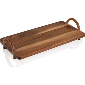 Resim The Mia Natura Akasya Kulplu Tepsi 40x20x8 Cm Kahverengi 