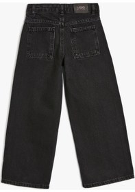 Resim Koton İspanyol Paça Kot Pantolon Cep Detaylı Normal Bel - Flare Jean Siyah 4skg40030ad 4SKG40030AD999 Siyah 