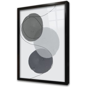 Resim Line Art Soyut Daireler İkili Çerçeveli Cam Tablo Seti-172108 
