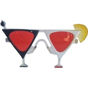 Resim Parti Gözlük Siyah-beyaz Çift Renk Kokteyl Bardağı Kırmızı Camlı Parti Gözlüğü Komik Gözlük Diğer 