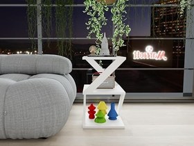 Resim Masif Market Bubon Yan Sehpa Beyaz-Beyaz 