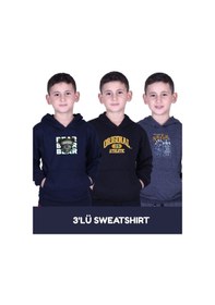 Resim Fyk Kids 3'lü Erkek Çocuk Baskılı Cepli Kapüşonlu Sweatshirt Çok Renkli 