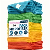 Resim Ev ve Mutfak Kullanımı İçin Çok Amaçlı Mikrofiber Temizlik Bezi Paketi - Dayanıklı ve Emici, Oturma Odası, Yatak Odası, Banyo ve Mobilya İçin İdeal, Lekeleri ve Yağı Kolayca Çıkarır, Temel Temizlik Malzemeleri 