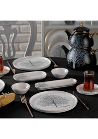 Resim Neva N3221 Çınar Plus Kahvaltı Takımı 26 Prç Beyaz - Siyah 