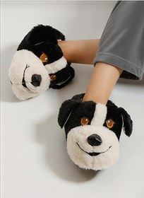 Resim Papucumun Dünyası Unisex Yumuşak Taban Sevimli Köpek Panduf Yetişkin Ve Çocuk Kız Ve Erkek Panduf Siyah 