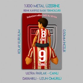 Resim Samsunspor Baba Erkek Çocuk - Kişiselleştirilebilir Metal Tablo - XL (40x60) / 2 Parça / 0.50 mm / Mıknatıslı Kurulum 