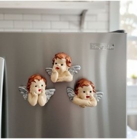 Resim Uretti - Ayşe 7362 1786 El Yapımı 3'lü Sevimli Melek Magnet Seti - 4 X 5 Cm 