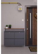 Resim Ceha Kilitli Tablalı 4'lü Metal Ayakkabılık - Antrasit K.AYK-2.4/AC/P 7024/KL 
