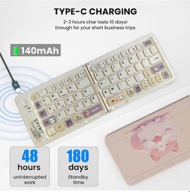 Resim Willowhaven Üç Bluetooth Kablosuz Katlanır Klavye 67 Tuş Milk Tea Set English Layout Uyumlu Windows/ios/android Klavye 
